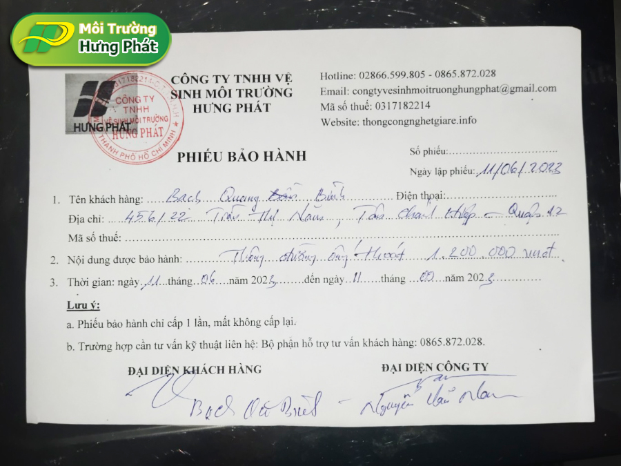 Thông cống nghẹt Quận Bình Thạnh Hưng Phát có ưu đãi bảo hành